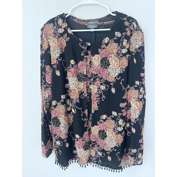 DRESSBARN floral y2k top romantic fairycore Twinset Cardigan Whimsygoth 2X Beads - Picture 1 of 13